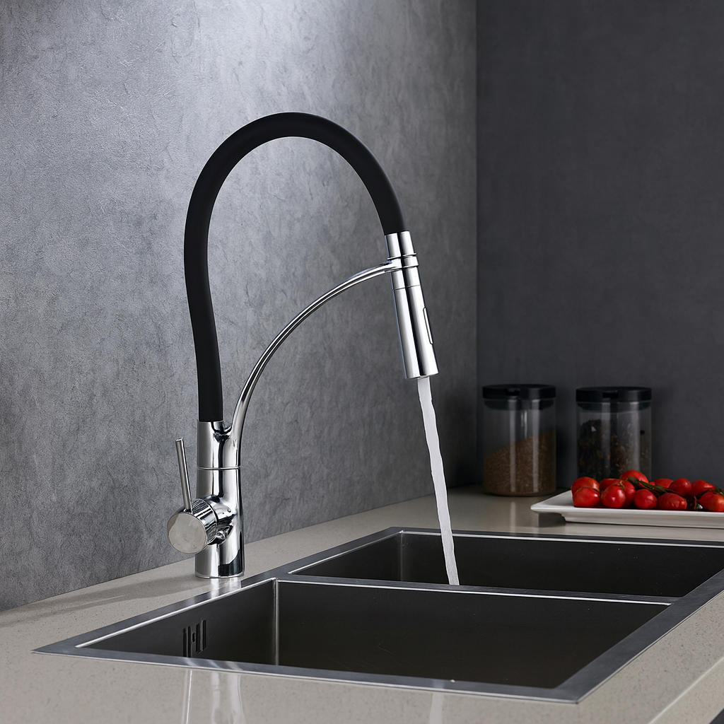 Elegant Brass Kitchen Mixer Tap | Pull Out Spray & Dual Modes