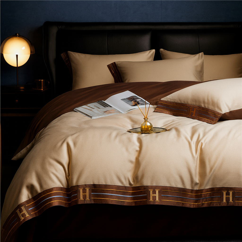 Luxurious Cotton Satin Bedding Set | Breathable Duvet Covers & Elegant Embroidery