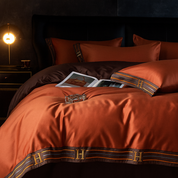 Luxurious Cotton Satin Bedding Set | Breathable Duvet Covers & Elegant Embroidery